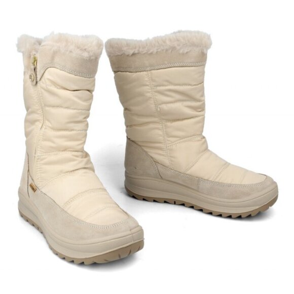 NEW IMAC Made In Italy Lateral Zip High Ankle Winter boots ivory women 1225 5m3 - Picture 2 of 10